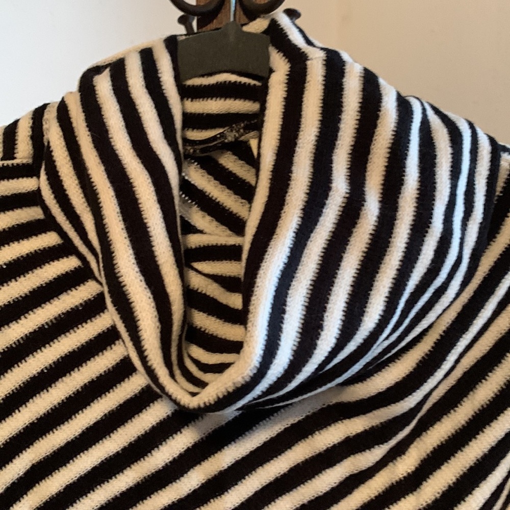 Chico’s Black & White Striped Turtleneck Poncho - Picture 2 of 8